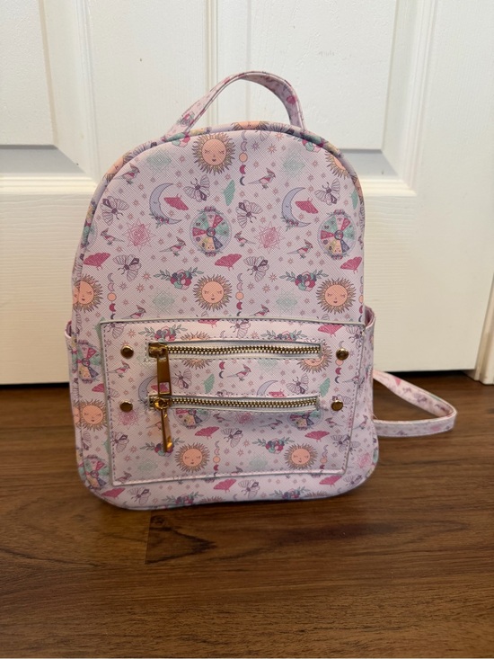 Under One Sky Handbags - Under One Sky Pink Celestial Mini Backpack with Gold Hardware